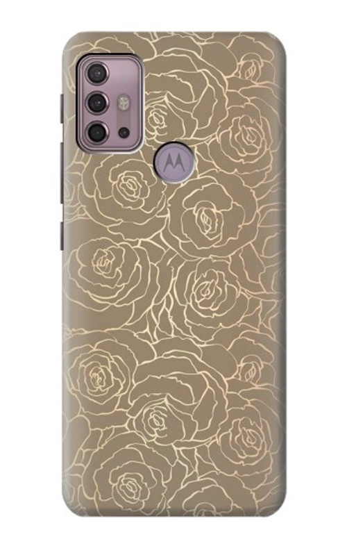 S3466 Gold Rose Pattern Case Cover Custodia per Motorola Moto G30, G20, G10