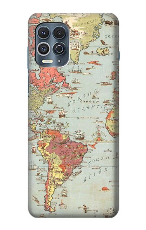 S3418 Vintage World Map Case Cover Custodia per Motorola Edge S