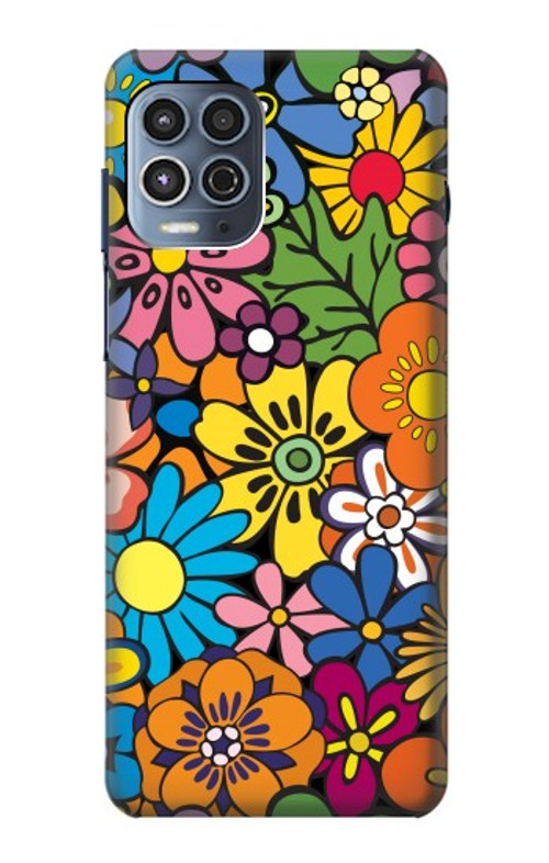 S3281 Colorful Hippie Flowers Pattern Case Cover Custodia per Motorola Moto G100