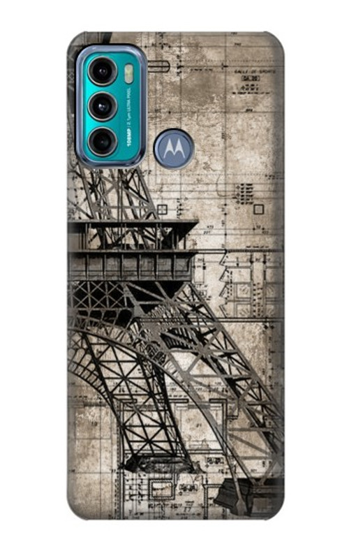 S3416 Eiffel Tower Blueprint Case Cover Custodia per Motorola Moto G60, G40 Fusion