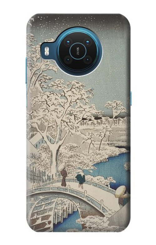 S3350 Utagawa Hiroshige Drum Bridge Yuhi Hill in Meguro Case Cover Custodia per Nokia X20