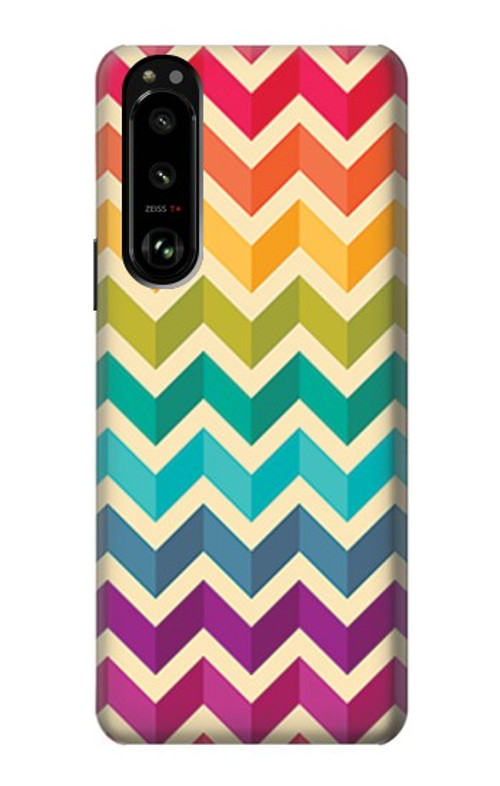 S2362 Rainbow Colorful Shavron Zig Zag Pattern Case Cover Custodia per Sony Xperia 5 III