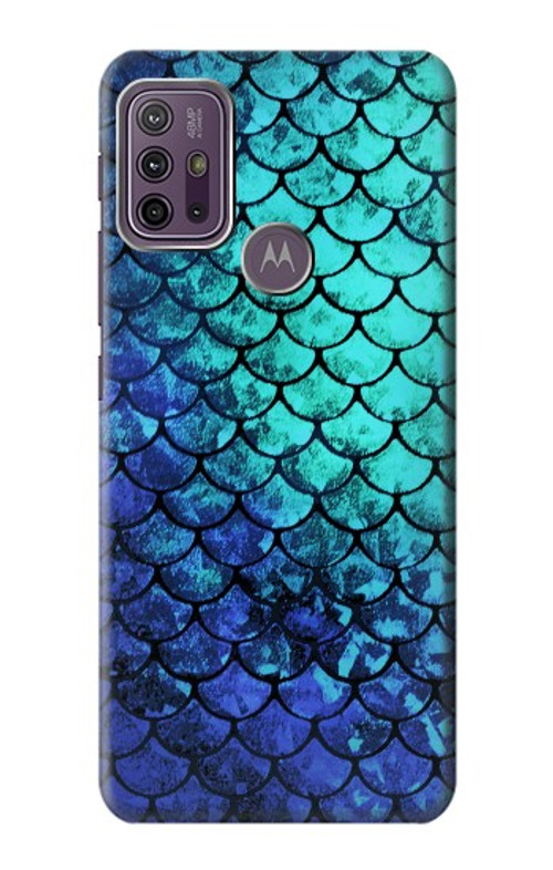 S3047 Green Mermaid Fish Scale Case Cover Custodia per Motorola Moto G10 Power