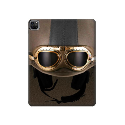 S2645 Vintage Brown Goggles Motorcycle Helmet Case Cover Custodia per iPad Pro 12.9 (2022, 2021, 2020, 2018), Air 13 (2024)