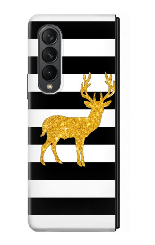 S2794 Black and White Striped Deer Gold Sparkles Case For Samsung Galaxy Z Fold 3 5G S2794 Black and White Striped Deer Gold Sparkles Case For Samsung Galaxy Z Fold 3 5G