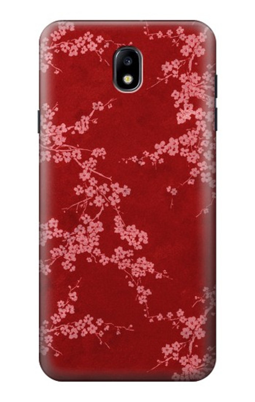 S3817 Red Floral Cherry blossom Pattern Case Cover Custodia per Samsung Galaxy J7 (2018), J7 Aero, J7 Top, J7 Aura, J7 Crown, J7 Refine, J7 Eon, J7 V 2nd Gen, J7 Star