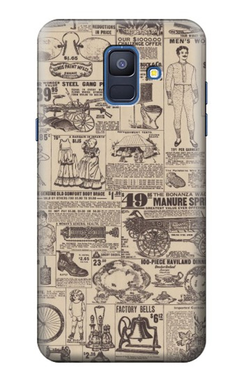 S3819 Retro Vintage Paper Case Cover Custodia per Samsung Galaxy A6 (2018)