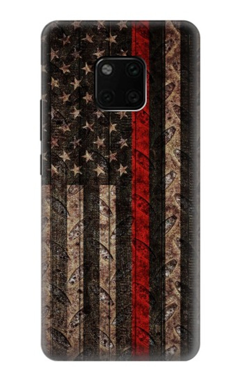 S3804 Fire Fighter Metal Red Line Flag Graphic Case Cover Custodia per Huawei Mate 20 Pro