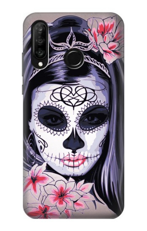 S3821 Sugar Skull Steam Punk Girl Gothic Case Cover Custodia per Huawei P30 lite