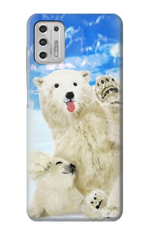 S3794 Arctic Polar Bear in Love with Seal Paint Case Cover Custodia per Motorola Moto G Stylus (2021)