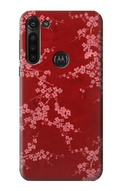 S3817 Red Floral Cherry blossom Pattern Case Cover Custodia per Motorola Moto G8 Power