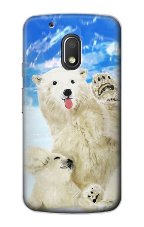 S3794 Arctic Polar Bear in Love with Seal Paint Case Cover Custodia per Motorola Moto G4 Play