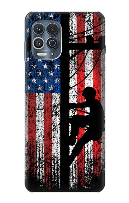 S3803 Electrician Lineman American Flag Case Cover Custodia per Motorola Edge S