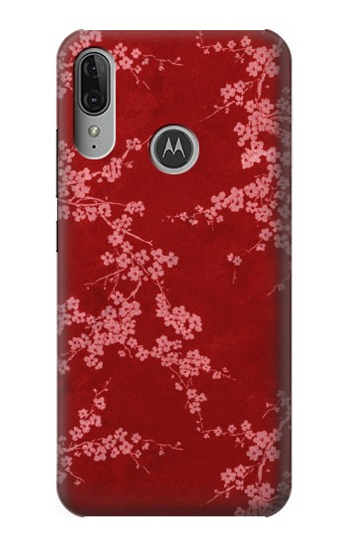 S3817 Red Floral Cherry blossom Pattern Case Cover Custodia per Motorola Moto E6 Plus, Moto E6s
