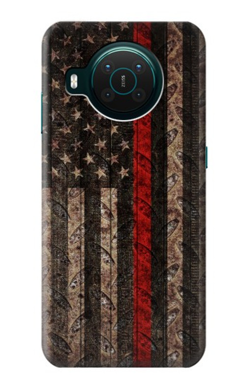 S3804 Fire Fighter Metal Red Line Flag Graphic Case Cover Custodia per Nokia X10