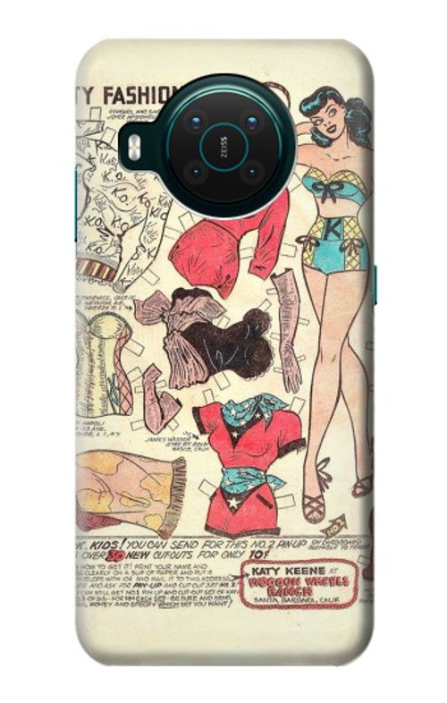 S3820 Vintage Cowgirl Fashion Paper Doll Case Cover Custodia per Nokia X10