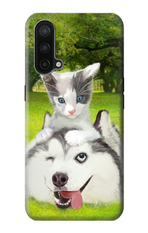 S3795 Grumpy Kitten Cat Playful Siberian Husky Dog Paint Case Cover Custodia per OnePlus Nord CE 5G