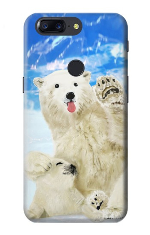 S3794 Arctic Polar Bear in Love with Seal Paint Case Cover Custodia per OnePlus 5T
