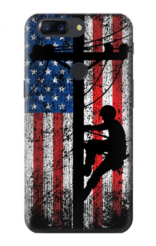 S3803 Electrician Lineman American Flag Case Cover Custodia per OnePlus 5T