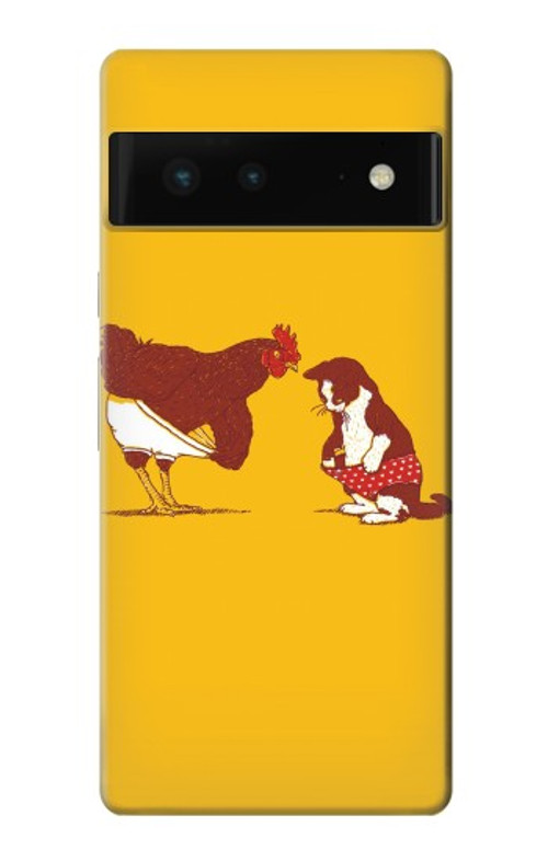 S1093 Rooster and Cat Joke Case Cover Custodia per Google Pixel 6