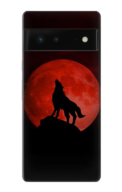 S2955 Wolf Howling Red Moon Case Cover Custodia per Google Pixel 6
