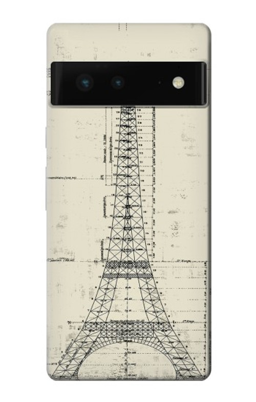 S3474 Eiffel Architectural Drawing Case Cover Custodia per Google Pixel 6