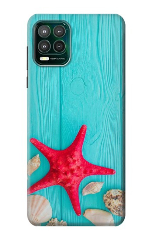 S3428 Aqua Wood Starfish Shell Case Cover Custodia per Motorola Moto G Stylus 5G