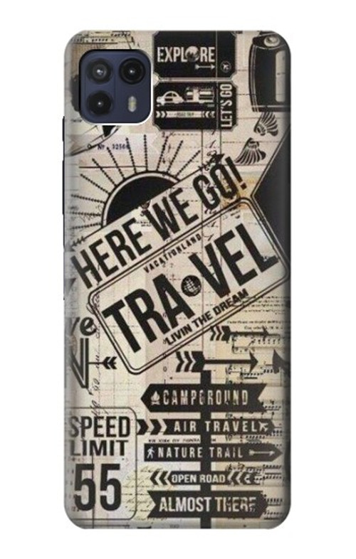 S3441 Vintage Travel Case Cover Custodia per Motorola Moto G50 5G [for G50 5G only. NOT for G50]