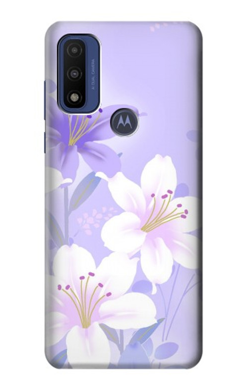 S2361 Purple White Flowers Case Cover Custodia per Motorola G Pure S2361 Purple White Flowers Case Cover Custodia per Motorola G Pure