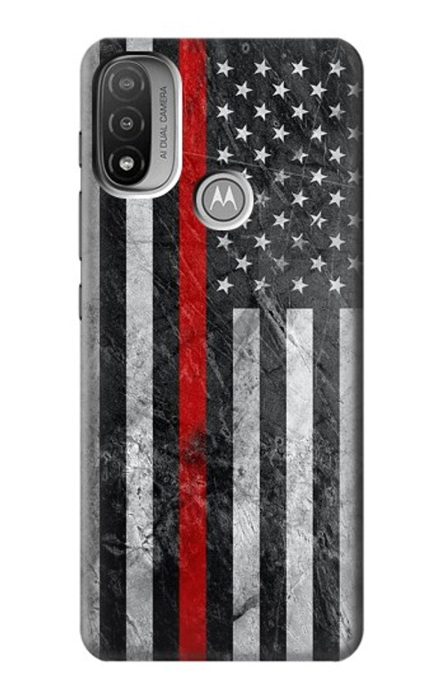 S3687 Firefighter Thin Red Line American Flag Case Cover Custodia per Motorola Moto E20,E30,E40