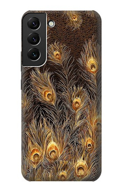 S3691 Gold Peacock Feather Case Cover Custodia per Samsung Galaxy S22 Plus
