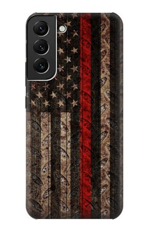 S3804 Fire Fighter Metal Red Line Flag Graphic Case Cover Custodia per Samsung Galaxy S22 Plus