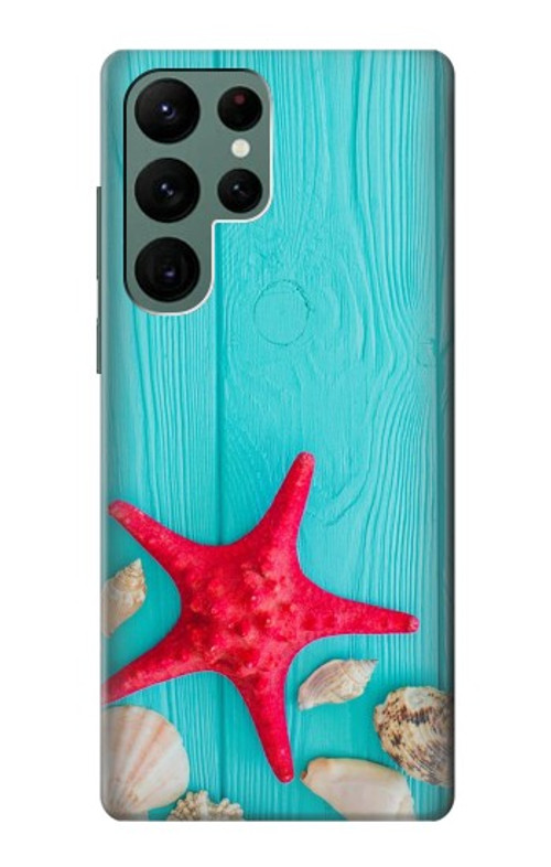 S3428 Aqua Wood Starfish Shell Case Cover Custodia per Samsung Galaxy S22 Ultra