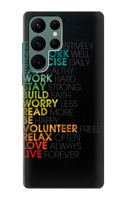 S3523 Think Positive Words Quotes Case Cover Custodia per Samsung Galaxy S22 Ultra