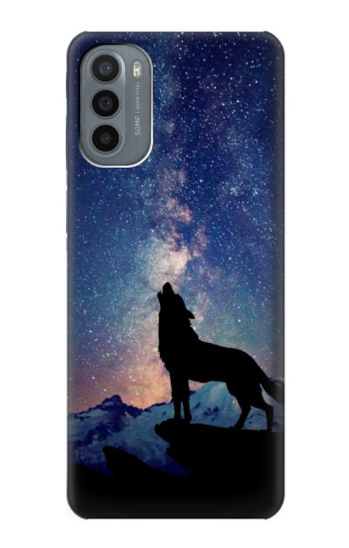 S3555 Wolf Howling Million Star Case Cover Custodia per Motorola Moto G31