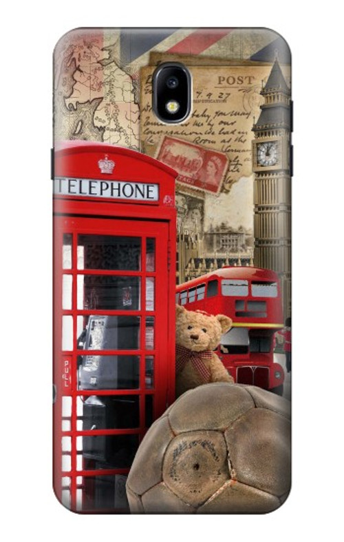 S3856 Vintage London British Case Cover Custodia per Samsung Galaxy J7 (2018), J7 Aero, J7 Top, J7 Aura, J7 Crown, J7 Refine, J7 Eon, J7 V 2nd Gen, J7 Star