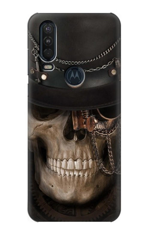 S3852 Steampunk Skull Case Cover Custodia per Motorola One Action (Moto P40 Power)