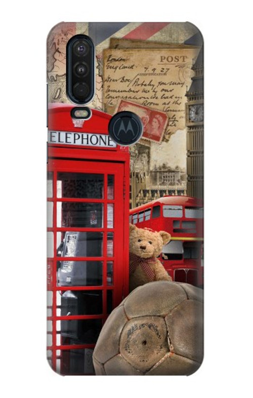 S3856 Vintage London British Case Cover Custodia per Motorola One Action (Moto P40 Power)