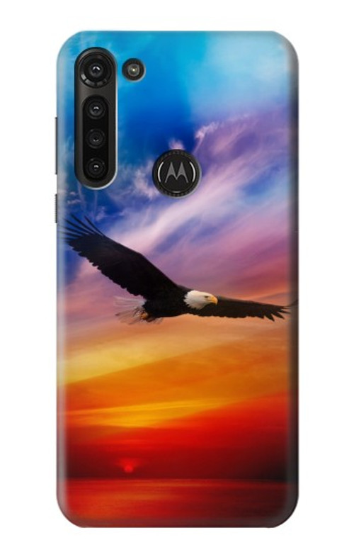 S3841 Bald Eagle Flying Colorful Sky Case Cover Custodia per Motorola Moto G8 Power