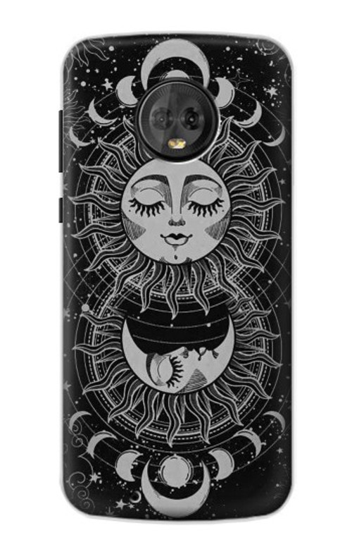 S3854 Mystical Sun Face Crescent Moon Case Cover Custodia per Motorola Moto G6