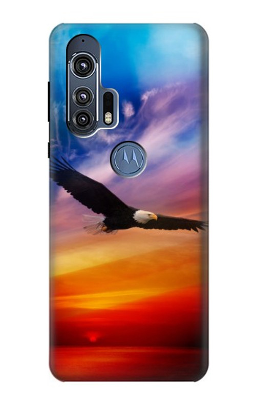 S3841 Bald Eagle Flying Colorful Sky Case Cover Custodia per Motorola Edge+