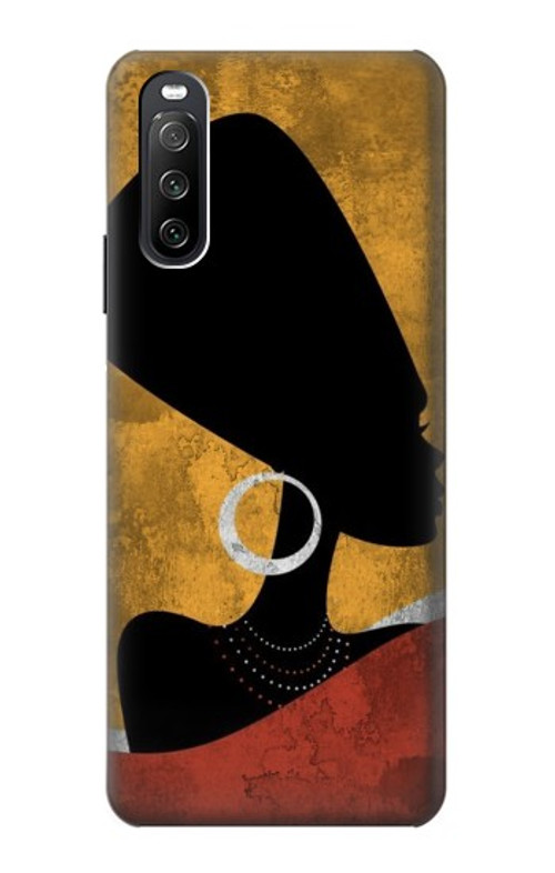 S3453 African Queen Nefertiti Silhouette Case Cover Custodia per Sony Xperia 10 III Lite