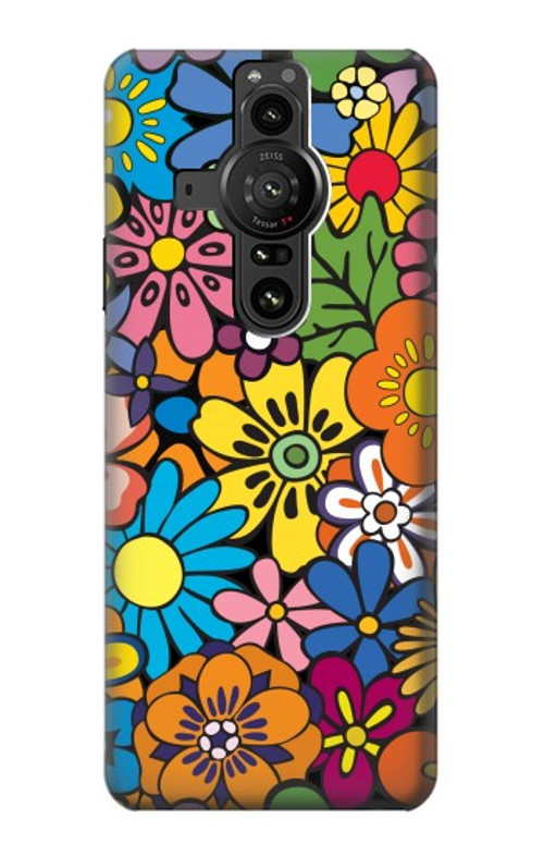 S3281 Colorful Hippie Flowers Pattern Case Cover Custodia per Sony Xperia Pro-I