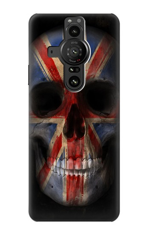 S3848 United Kingdom Flag Skull Case Cover Custodia per Sony Xperia Pro-I
