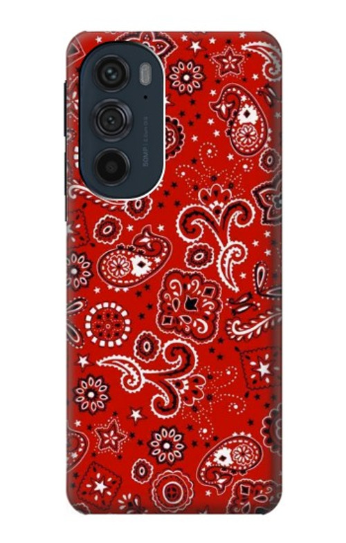 S3354 Red Classic Bandana Case Cover Custodia per Motorola Edge 30 Pro