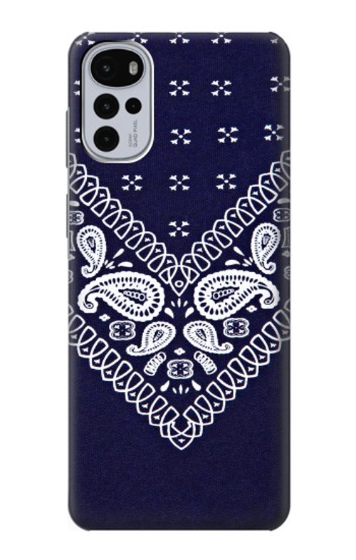 S3357 Navy Blue Bandana Pattern Case Cover Custodia per Motorola Moto G22