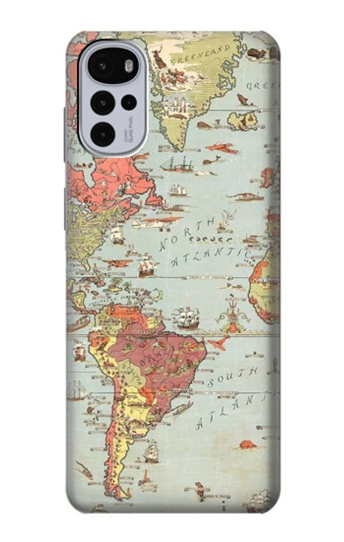 S3418 Vintage World Map Case Cover Custodia per Motorola Moto G22