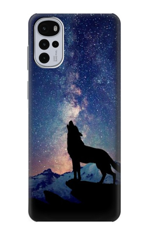 S3555 Wolf Howling Million Star Case Cover Custodia per Motorola Moto G22