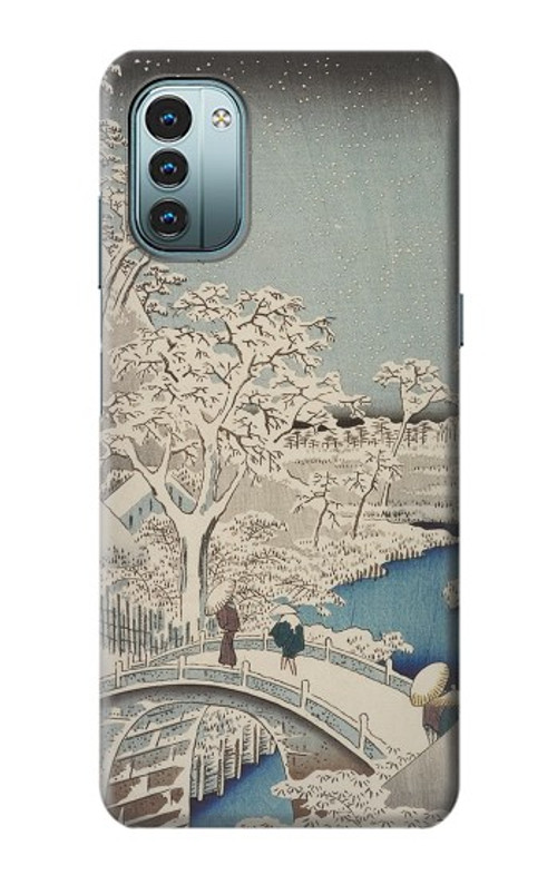 S3350 Utagawa Hiroshige Drum Bridge Yuhi Hill in Meguro Case Cover Custodia per Nokia G11, G21