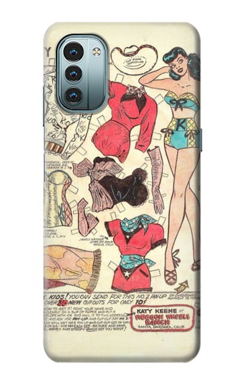 S3820 Vintage Cowgirl Fashion Paper Doll Case Cover Custodia per Nokia G11, G21